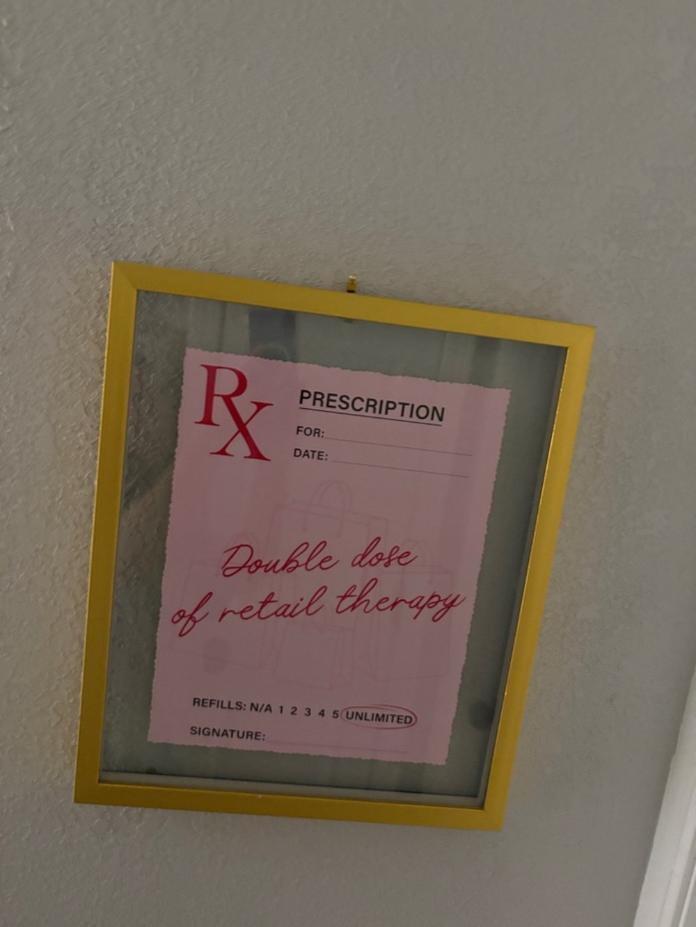 Hobby Lobby Yellow Framed Pink Prescription Wall Art